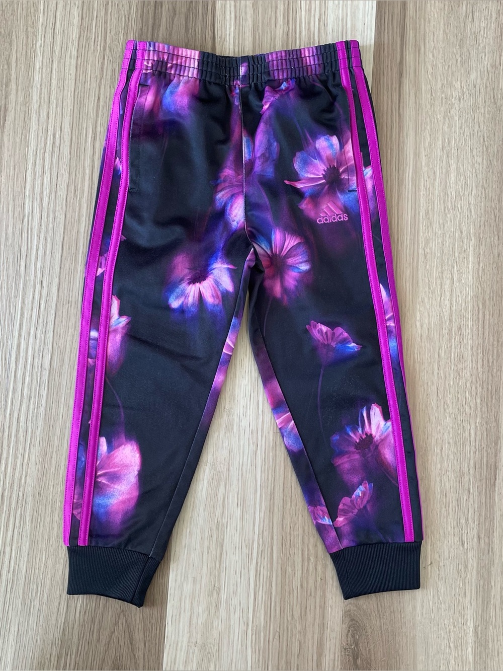 Adidas Girl 4 Floral Tricot Jogger Pants Watercolor Black Active Sport Blokecore